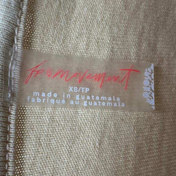 Free People: Varsity Stripe Neutral Yellow Tan VNeck Oversized Sweatshirt - Picture 4 of 7